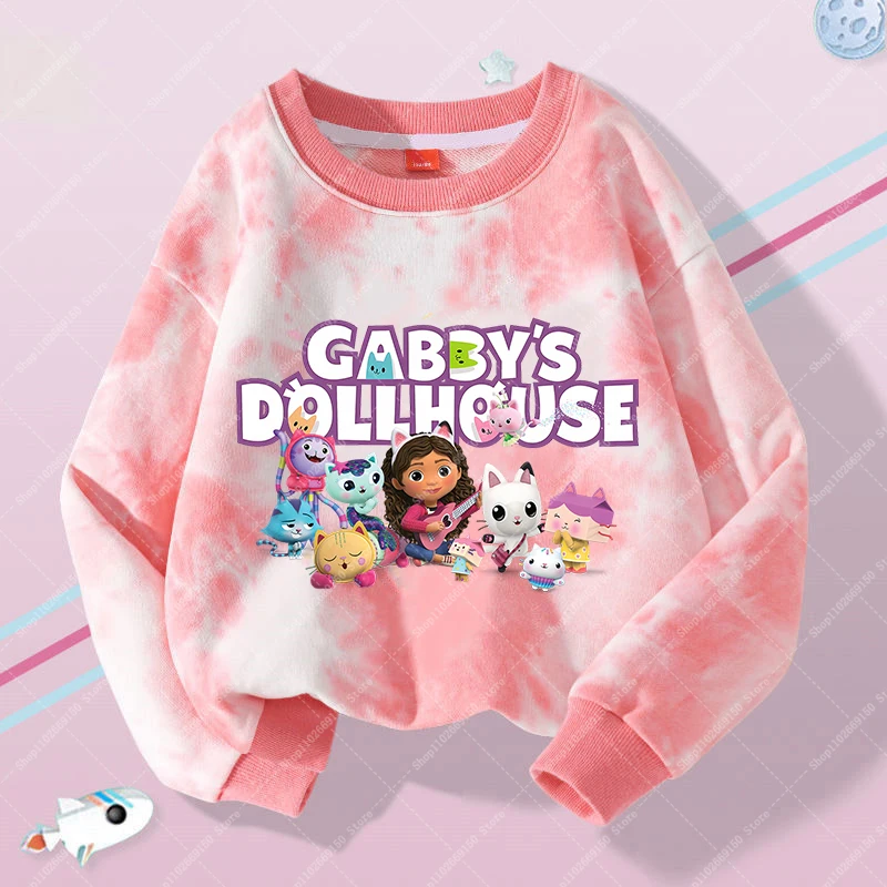 Kawaii Gabby Dollhouses สาวการ์ตูนน่ารักเสื้อกันหนาวเด็กอะนิเมะ Casual Pullover เด็กฤดูใบไม้ร่วงเสื้อผ้าเสื้อแขนยาวของขวัญ