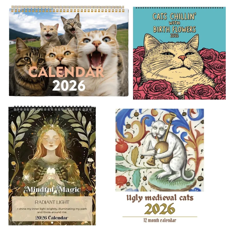 

2026 Wall Calendar Cats And Friends Medieval Cat Calendar Dark Magical 12 Months Cat Wall Calendar For Home Office Decor