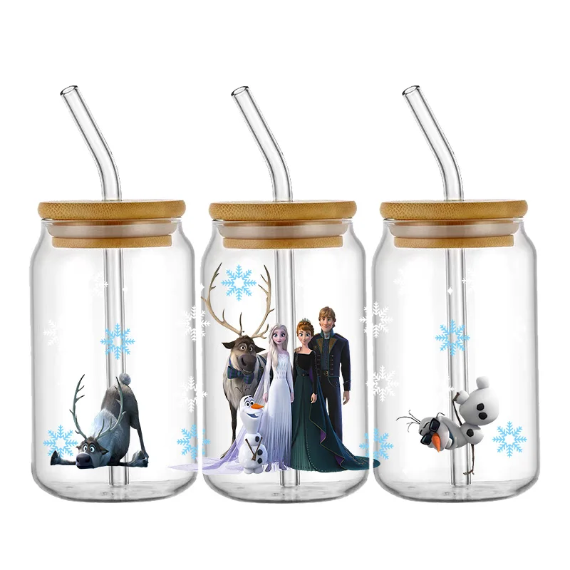Disney Frozen Princess 16oz Sticker Cup Personalize UV Wrap Transfer Sticker Custom Label DIY Logo Selfadhesive Waterproof