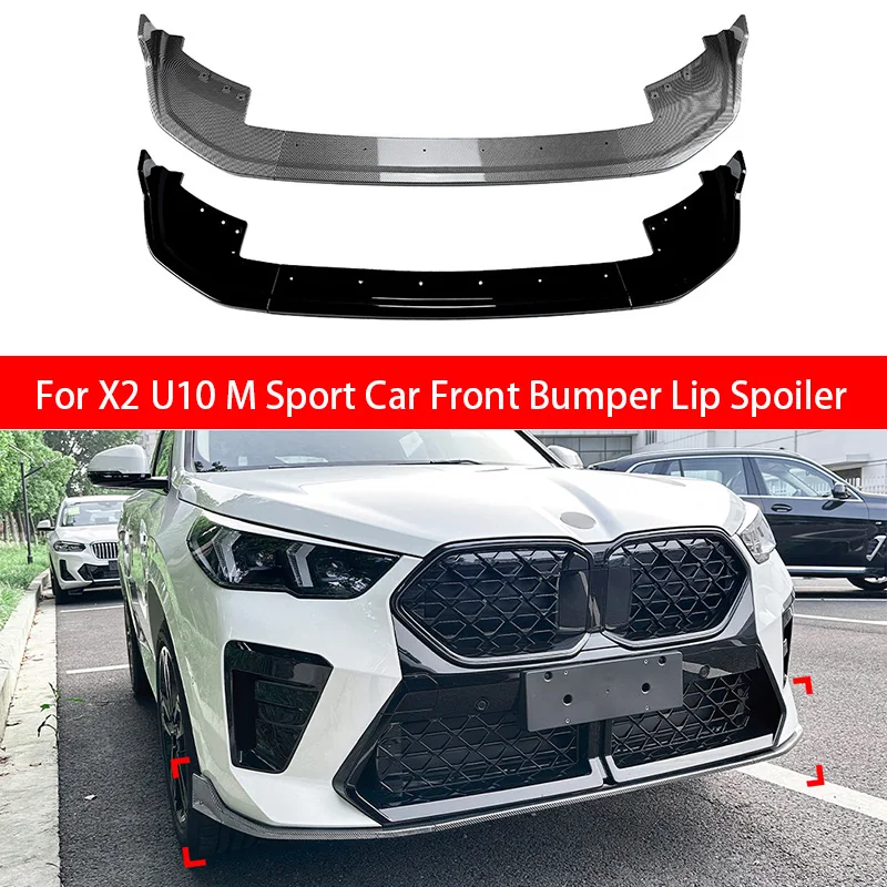 For BMW X2 U10 M-Sport 2023+ Car Front Bumper Spoiler Diffuser Splitter Lip Body Kit Exterior Parts Cover Gurad Tuning Car Part