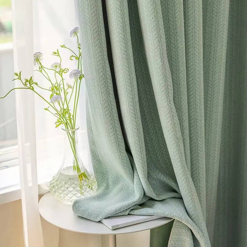 French Wheat Grain Texture Pattern Shading Curtain, Living Room, Bedroom, Balcony Bay Window, Thickened Blackout Curtain