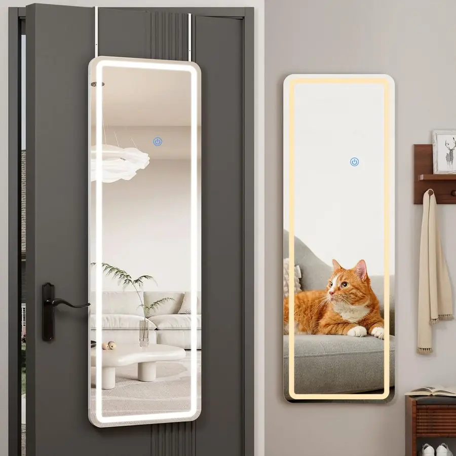 

Зеркало в полный рост с LED-подсветкой, 48x16 дюймов, для подвешивания на дверь