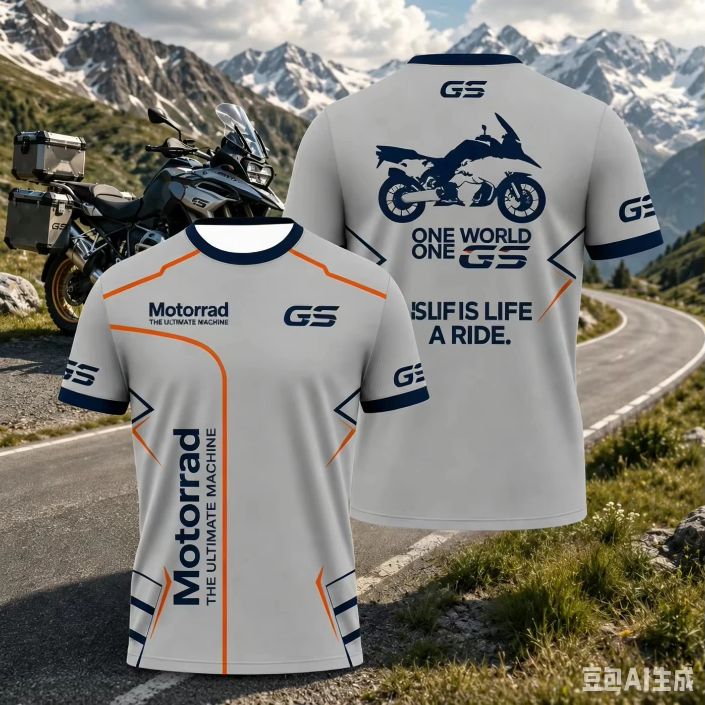 2026 Neue Herren GS Motorrad Sportbekleidung mit dem Text „Die ultimative Maschine“ und Motorrad-Silhouette – Oberteile und T-Shirts für die ganze Familie passend. – Detail 10