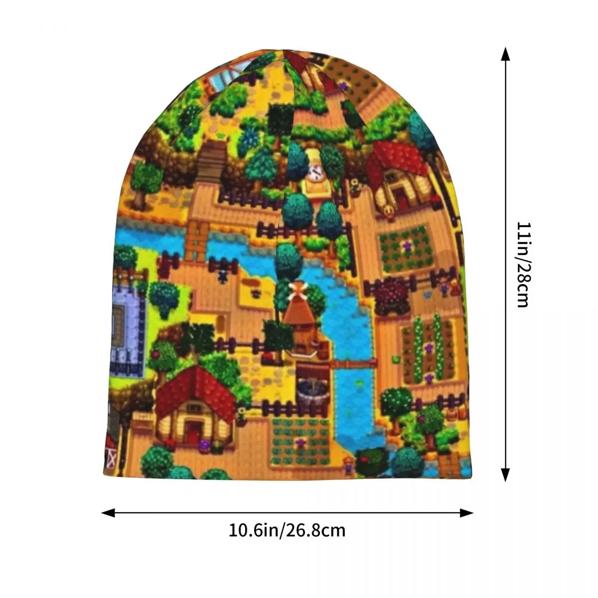 Stardew Valley Map Cap Farming RPG Game عادية الخريف الشتاء الشارع Skullies قبعة صغيرة الربيع الدافئة الحرارية مطاطا بونيه القبعات #2
