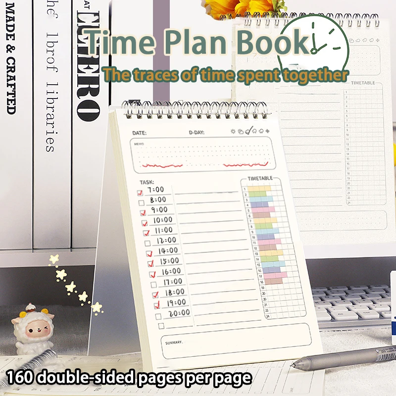 2024 Planner Agenda Spiral A5 Notebook Schedules Daily Plan To Do List Notepad 160 Pages Thick Office School Supplies Stationery