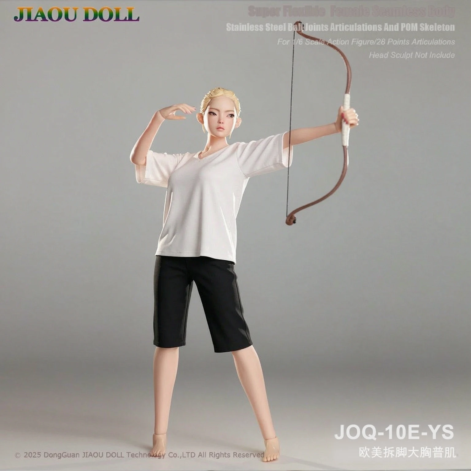 JIAOU DOLL JOQ-10E 1/6 Female Body European American 3.0 Big Breast Detachable Foot Flexible 12" Action Figure Body