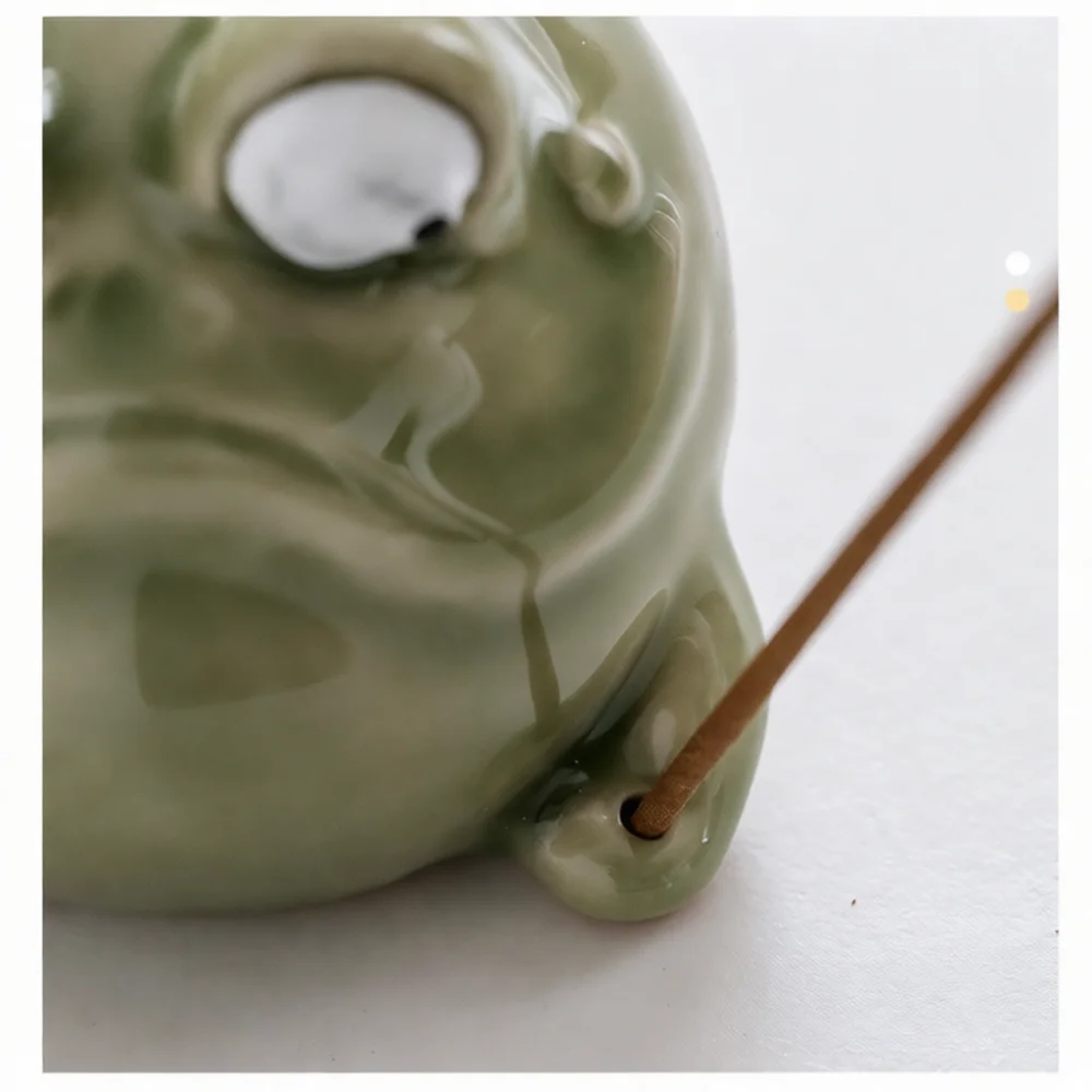 Home Fragrance Zen - かわいいカエルの香炉 ヨガ瞑想用セラミック製スティックホルダー ユニークな動物の置物 デコレーション用卓上オーナメント ホームフレグランス
