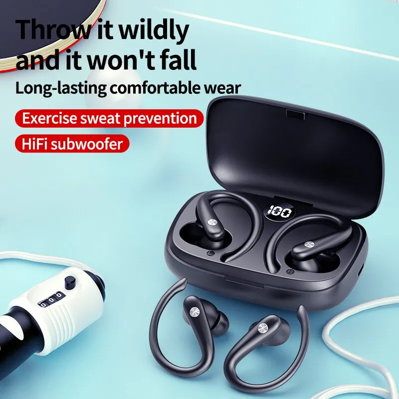 T30s Wireless Bluetooth Headset Ear Hanging Sports Running Earplugs Comfortable Wearing Waterproof Headset with Power Display