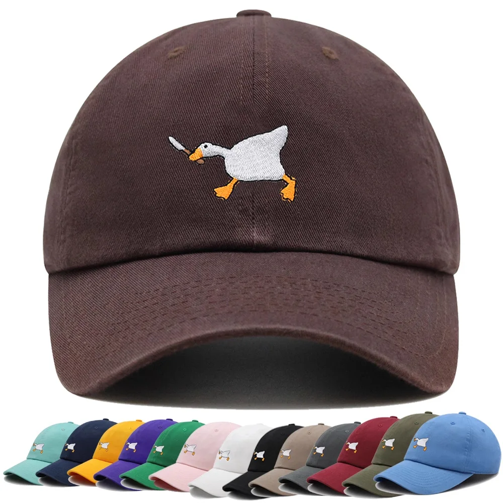 Biting Knife White Goose Baseball Caps Vintage Embroidery Washed Spring Summer Caps Men Women Versatile Outdoor Casual Sport Hat