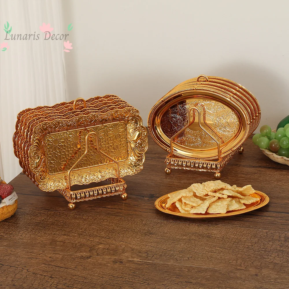 2pcs High-end 7-piece set butterfly stand European minimalist style creative cup holder metal snack plate plate
