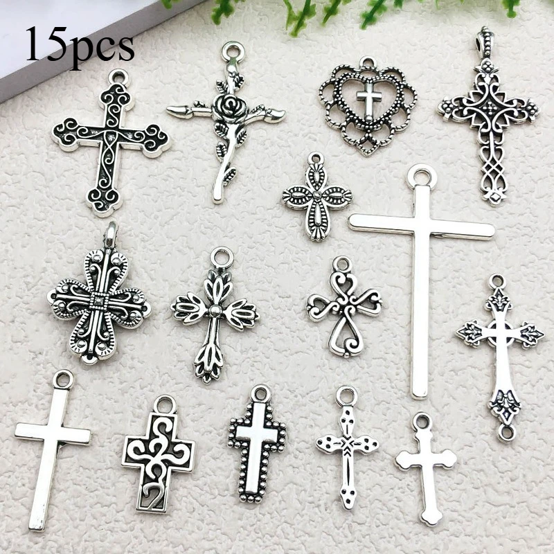 

Смешанные 15, крестики, свитер-цепочка, кулон, ювелирные аксессуары «сделай сам», декоративные материалы