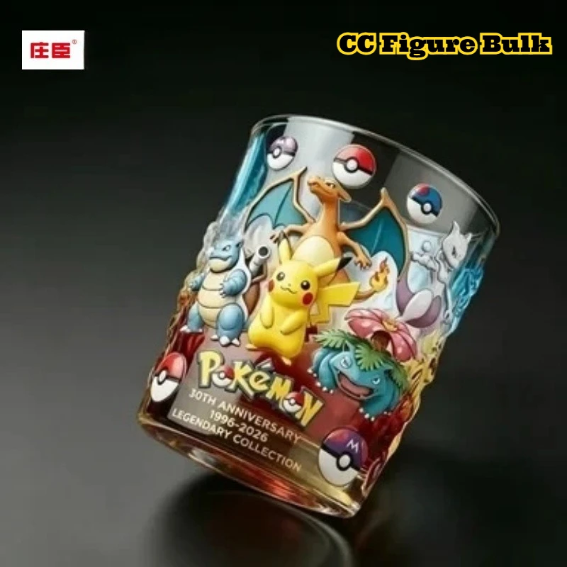 Zhuangchen PKM Whiskey Glass 30th Anniversary 1996 2026 Sticker Transparent Glass Suitable for Anime Collectors Home Bar