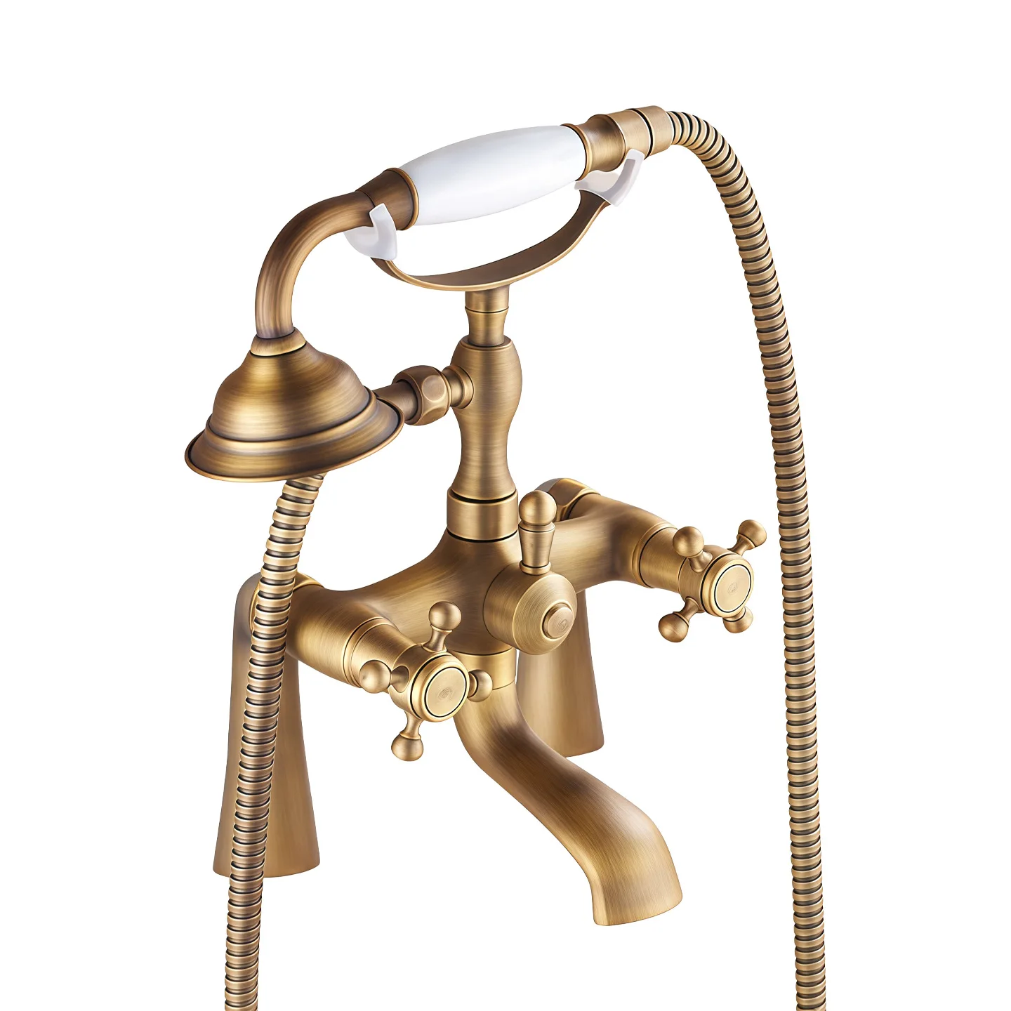 European-style brass wall-mounted shower and shower set, bathtub faucet with column type