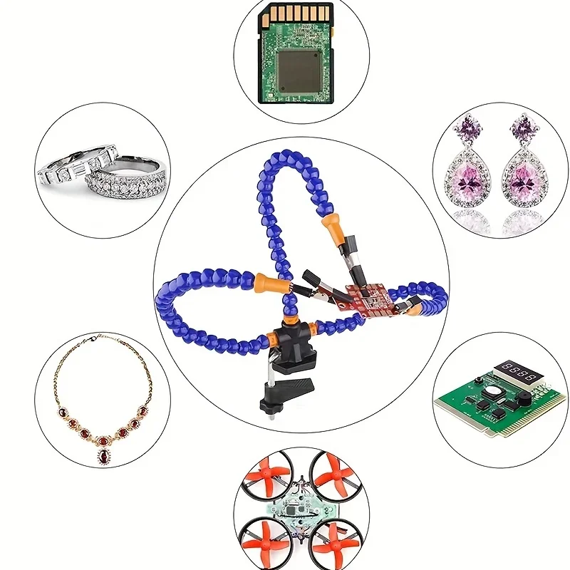 For Three claw electronic circuit board welding aircraft model maintenance auxiliary tool clamp table LED light multifunctional