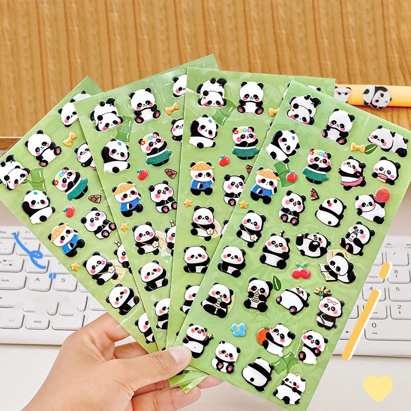 1Sheet Kawaii Cartoon 3D Puffy Bulk Stickers Panda Stereo Bubble Sticker For DIY Scrapbooking Diary Album Stationery Sticker