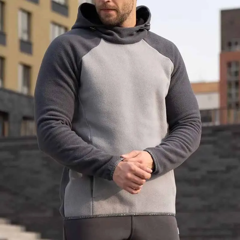 

New Sports And Fitness Men's Autumn And Winter Color Matching Top Hooded Sweater Men