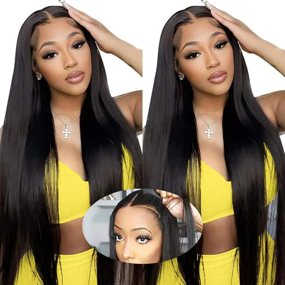 

5x5 Glueless Wigs Without Glue 100% Human Hair Wigs Bone Straight 13x6 HD Transparent Lace Frontal Wig Pre plucked Brazilian Wig