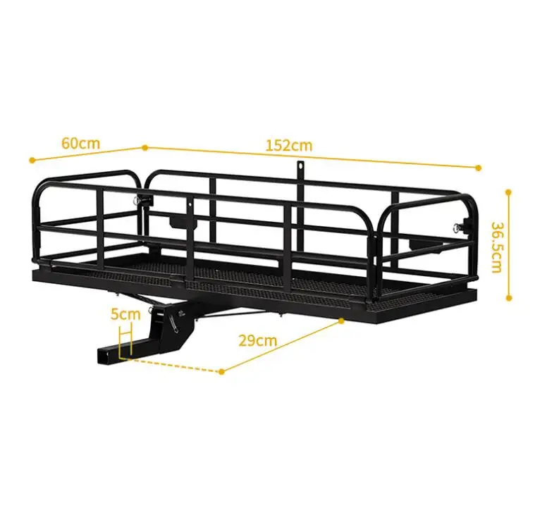 4x4 Offroad Car Black Steel Hitch Mount Luggage Basket Cargo Carrier Bracket Roof Rack