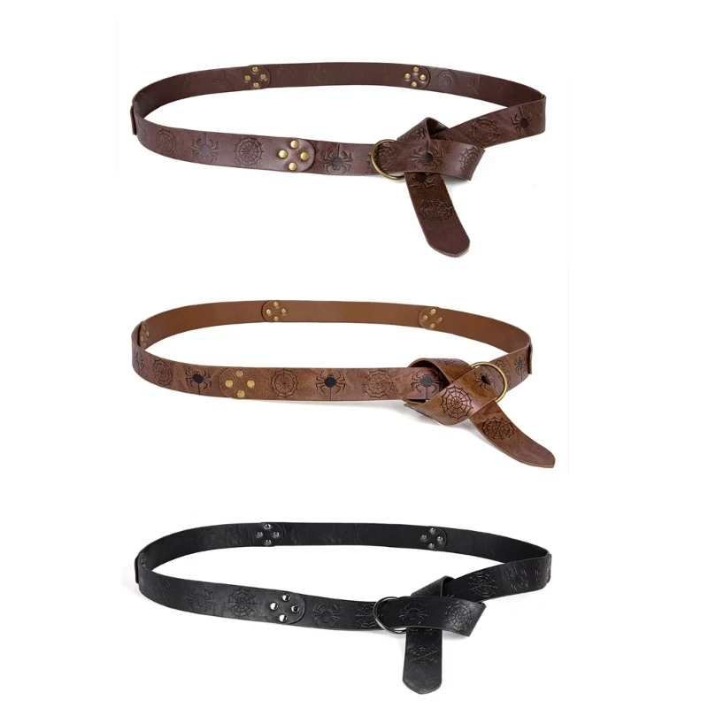 

Medieval Leather Waist Belt Leather Rivet Waist Band for Men Women Cosplay Party