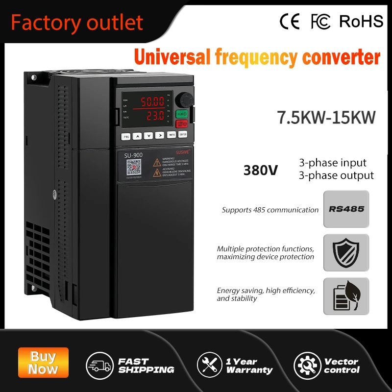 

SU900 VFD Ac drive 7.5kw/11kw/15kw 380v High-power frequency converter 3phase frequency inverter for motor speed controller VFD