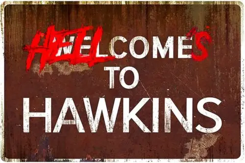 Flinelife Welcome to hawkins,Hell comes to hawkins sign,12 x 8, Stranger wall...