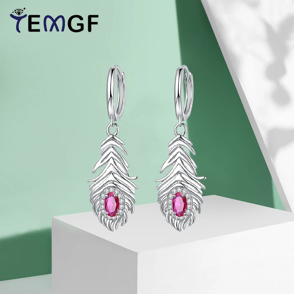

TEMGF 3*5mm Zircon Drop Earrings for Women 925 Sterling Silver Ear Studs Red/Green/Blue Fashion Personalized Fine Jewelry 1 Pair