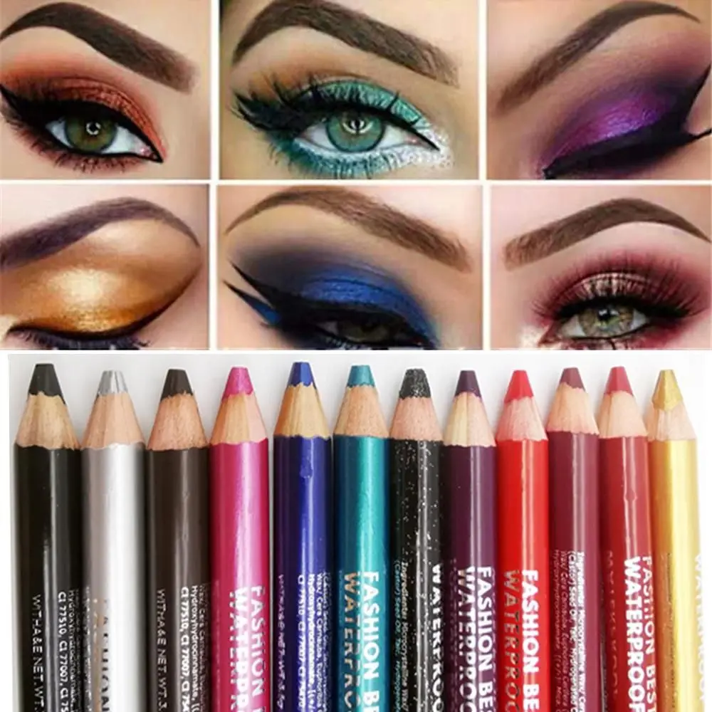 Beauty Glitter Colourful Long Lasting Eye Shadow&Liner Pen Highlighter Pigment Matte Waterproof Eyeliner Pencil with Sharpener