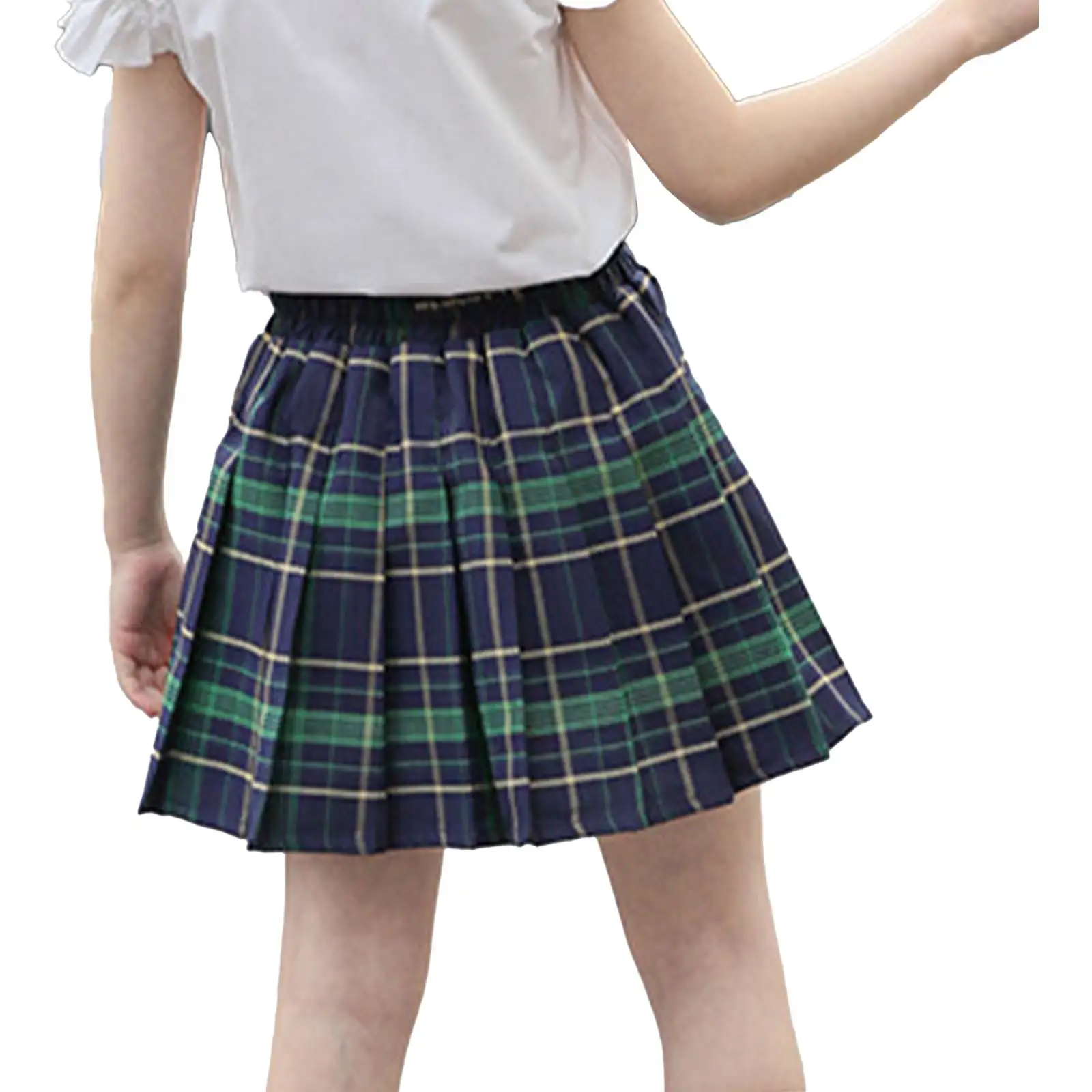 Jupe-short plissée à taille élastique pour filles, uniforme scolaire japonais à carreaux rayés, jupe Kawaii pour enfants, vêtements quotidiens