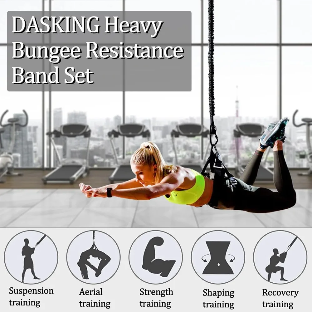 Dasking Heavy Bungee Resistance Band Set Gravity Yoga Bungee Cord Resistance Belt Set 4D Bungee Dance Rope Workout Fitness