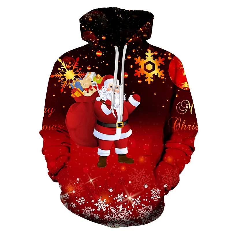 Hot Sell Christmas Men's Fashion Streetwear 3d Printed Christmas Sweatshirt Hoodie Men's Clothing Men's Autumn Oversized Hoodie