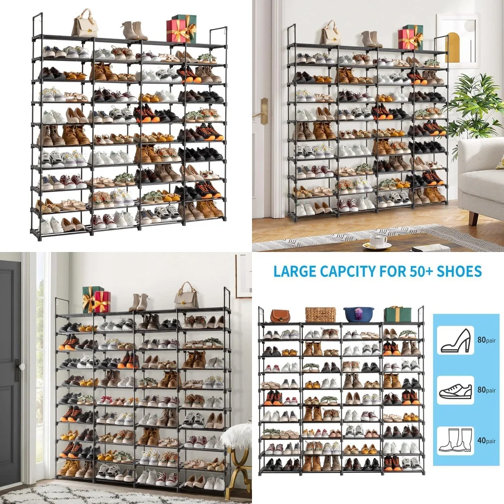 

10-уровневая полка для обуви, штабелируемый органайзер для обуви, полка для хранения для домашнего прихожей, компактный шкаф, вертикальная подставка для обуви, шкаф