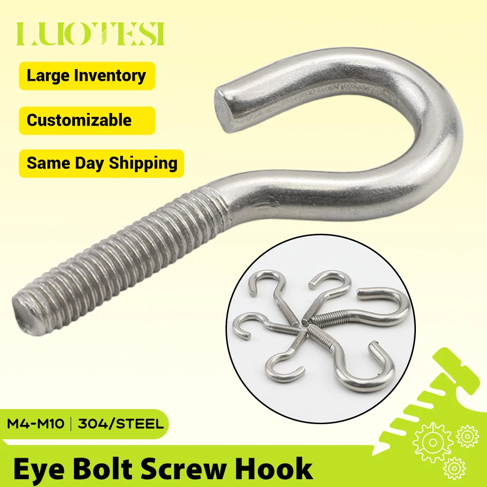 Sheep Eye Screw Eyebolt Open Ring 304 Stainless Steel/White Zinc Plated M4 M5 M6 M8 M10 Open Type Sheep Eye Screw Screw Hook