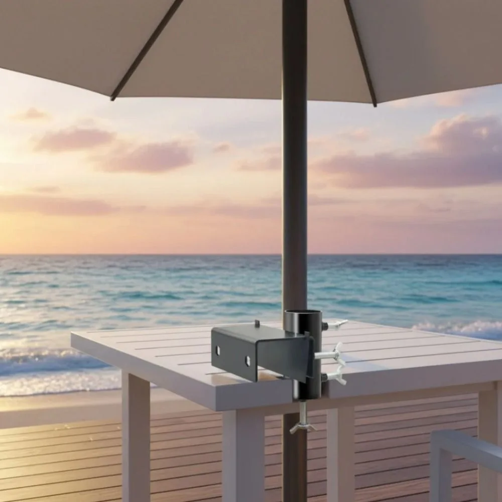 Adjustable Umbrella Clamp Bracket Water-proof Easy To Install Deck Umbrella Mount Shock-proof Anti-rust Patio Umbrella Holder