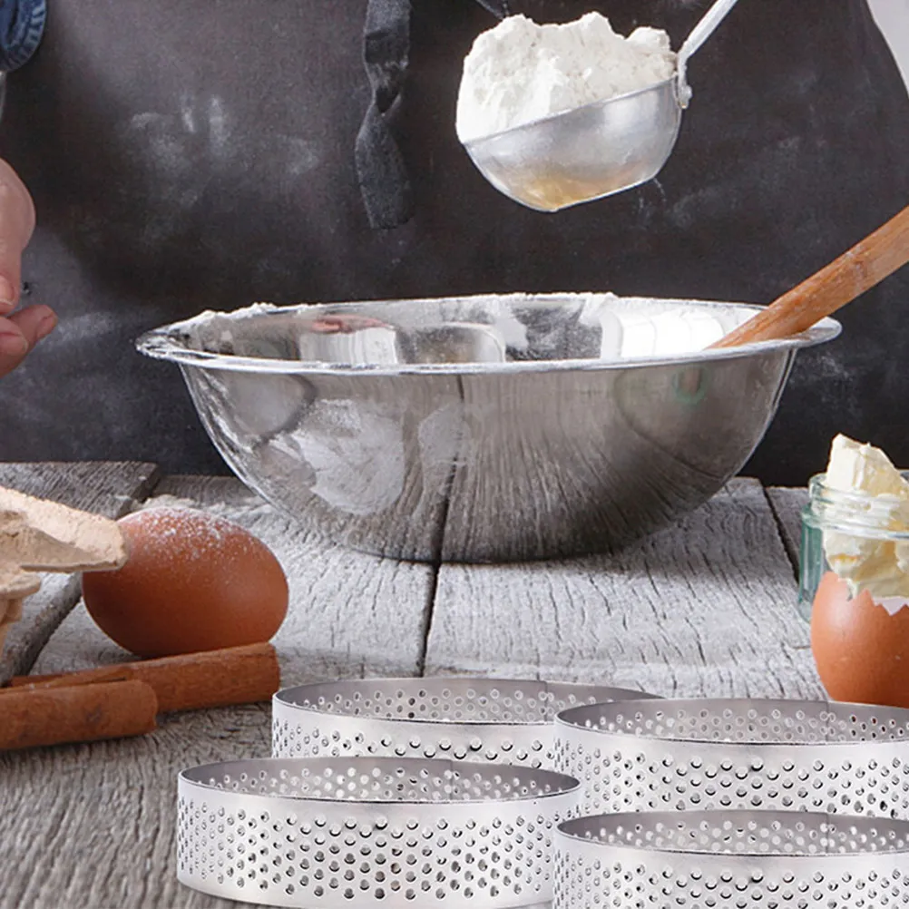 2Pcs Food Grade Stainless Steel Mousse Baking Mold Round Cake Ring Tart Mold for Home Kitchen Bakery Non Deformable High Heat