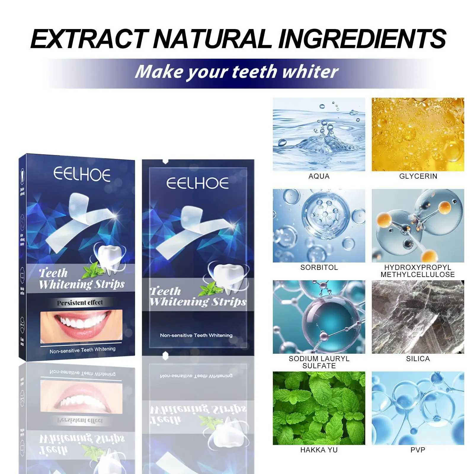 7pcs/box Teeth Whitening Strip Improve Tooth Yellow & Smoke Stains Oral Clean Fresh Breath Non-sensitive Effective Teeth Whiter