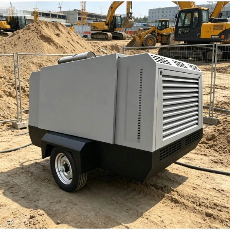 Air Compressor Portable Lubricated 8-Bar Diesel Air Cooled Screw Machine with Engine Motor Core Components for Mining Industries
