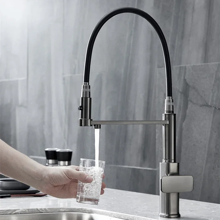 Kitchen faucet: hot and cold pull-out type, rotatable sink, sink 3-in-1 water purification faucet