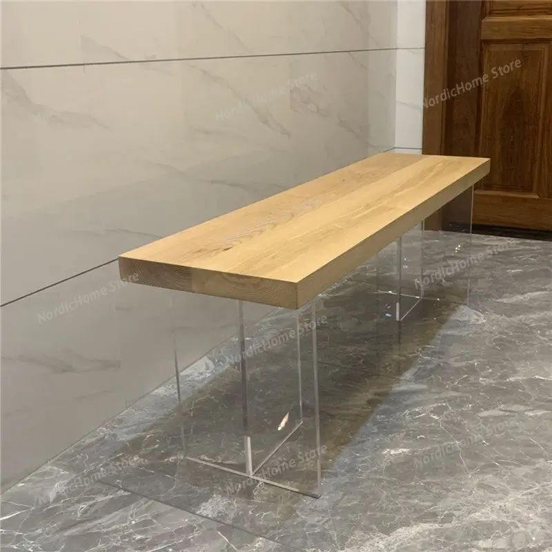 Acrylic Long Dining Stools Solid Wood Restaurant Designer Modern Dining Stools Living Room Creativity Furniture Tabourets JT40D