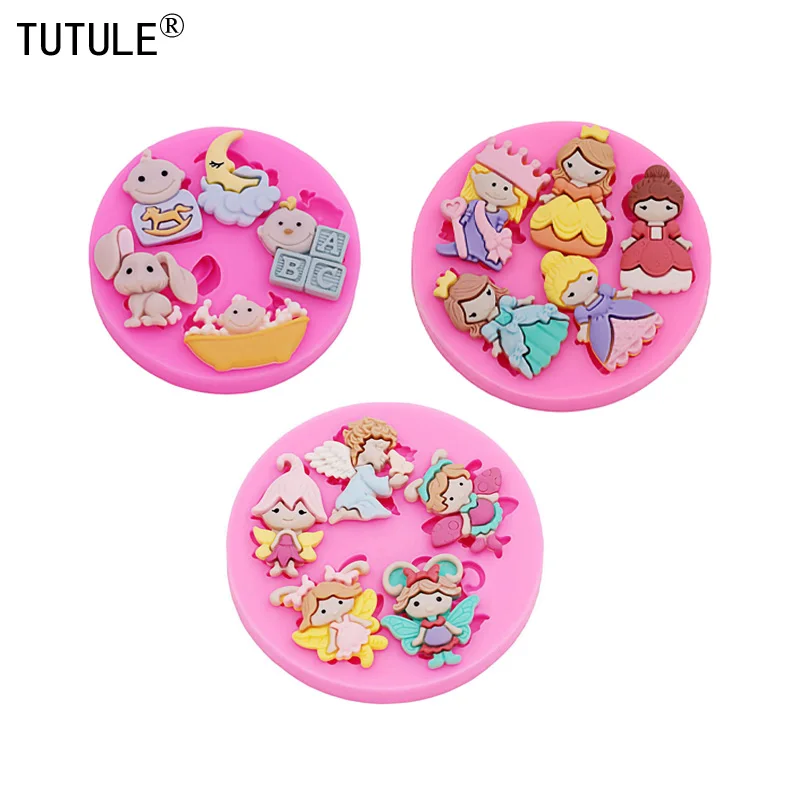 

Princess Aisha, little angel, crown girl,diy material mold-epoxy Clay polymer Cake Chocolate Biscuit food grade silicone mold