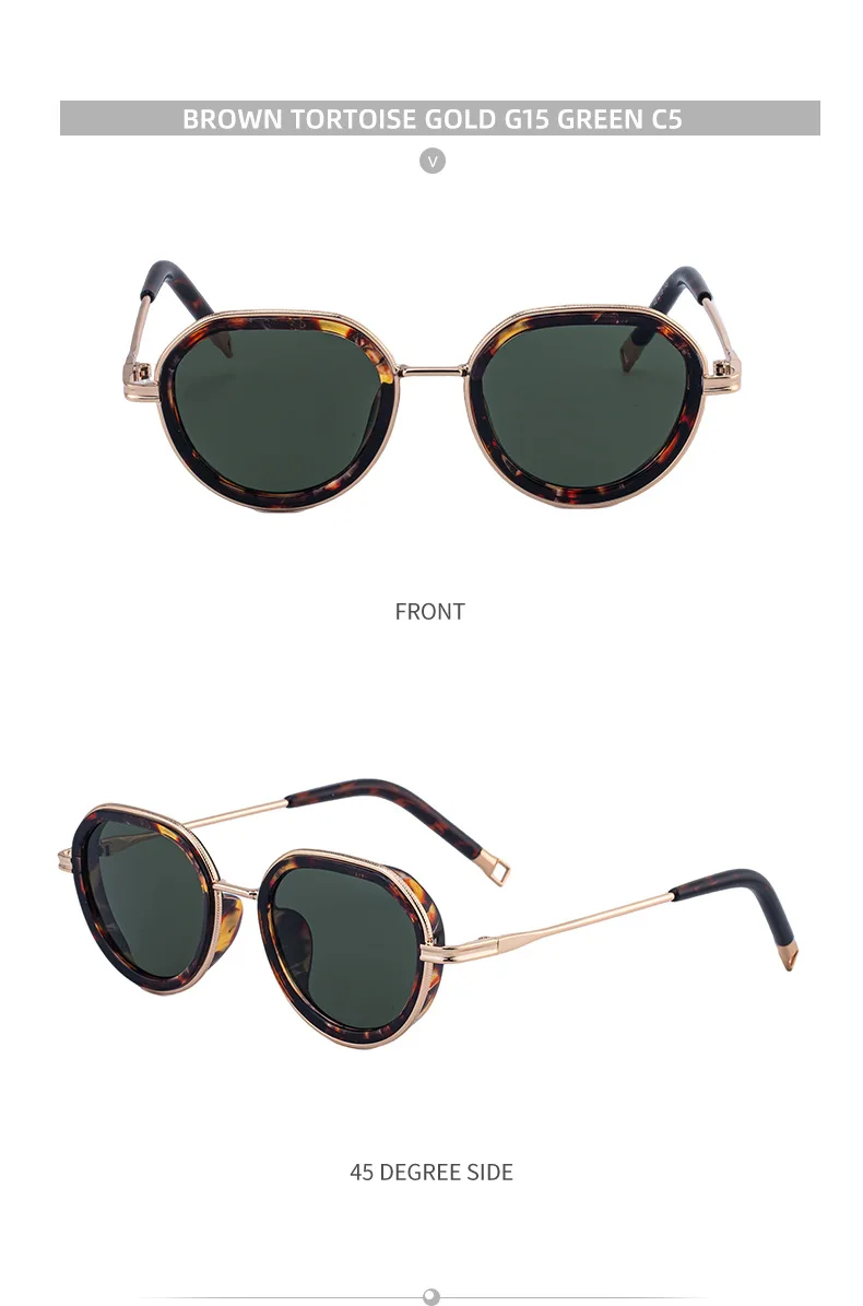Runde Metallrahmen Punk-Sonnenbrille für Damen Vintage 2026 Luxus-Designer Sonnenbrillen Retro Elegante Schattierungen Modische Eyewear – Detail 15