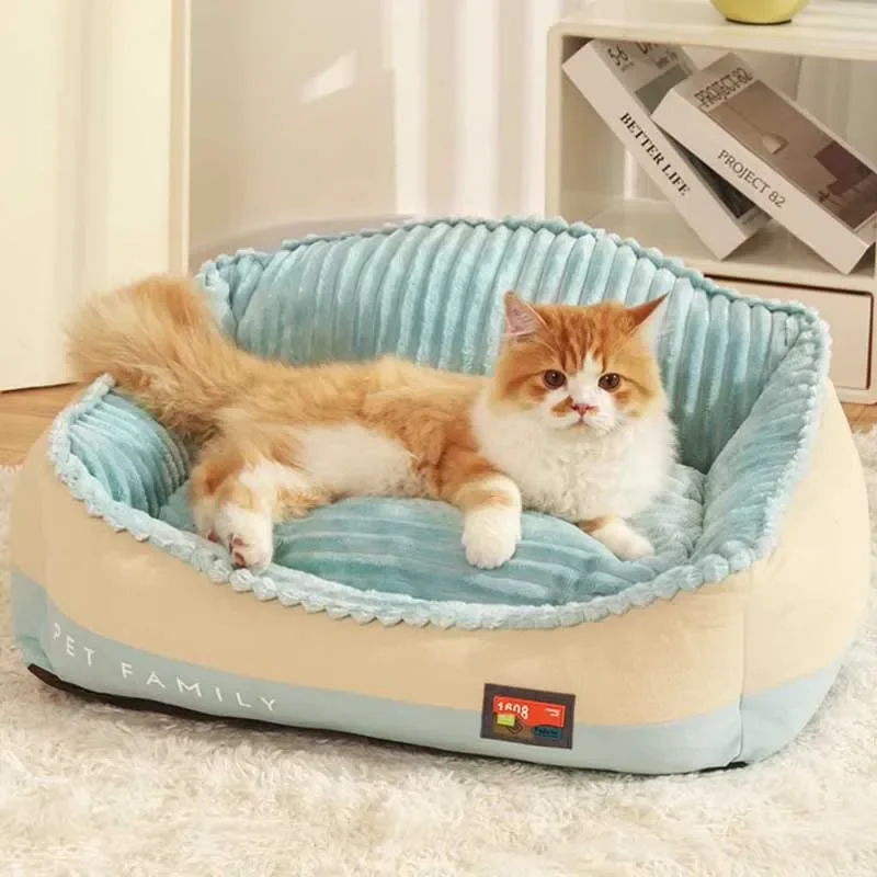 Washable Cute Plush Pet Bed Winter Warm Fluffy Sleeping Bed Puffs Cat Scratcher Mattresses Cama Para Pet Cachorro Cat Stuff