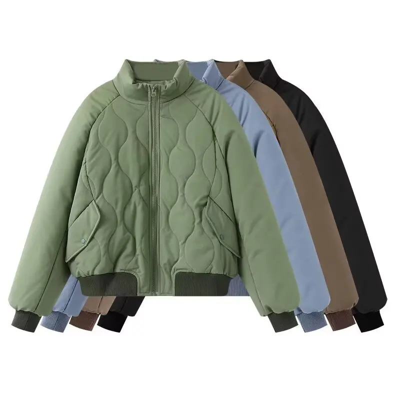 

2025 WOMAN Autumn New Fashion flying Loose Stand Coat Vintage Long Sleeve Zipper Pockets Casual Female Outerwear Chic Tops