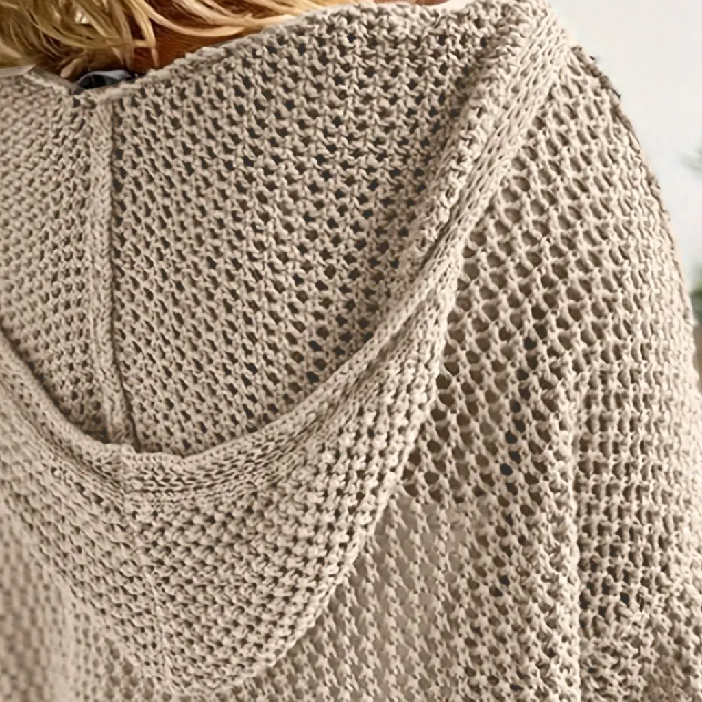 

Women's European American Style Sunscreen Knitted Hoodie Hat Thin Loose Sweater Wool Woven Fashion Outerwear