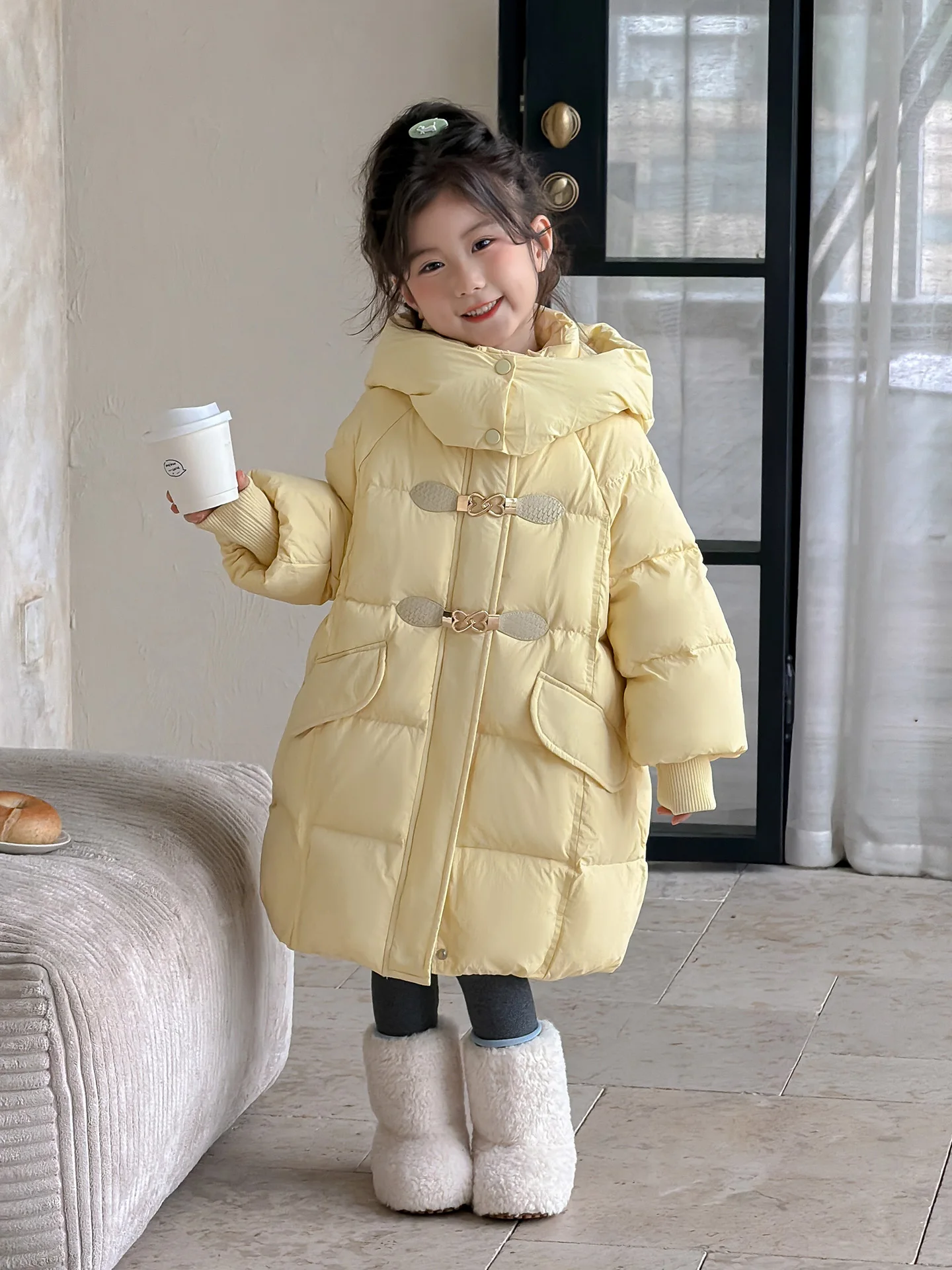 

Зимнее хлопковое тюлевое пальто средней длины для девочек, модная верхняя одежда для маленьких девочек, детское зимнее пальто на молнии