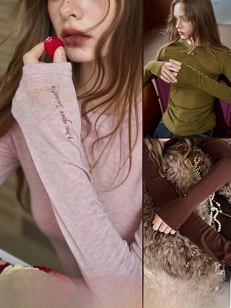 

Elfsa Women's Camere Knitwear Printed Base Layer irt Soft Casual Sle Long Sve round Ne Wool Blend Garment