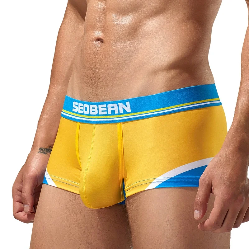 Sous-vêtements pour hommes à coupe droite, en soie glacée légère, respirants, taille basse, sexy, jeunesse et vitalité, coupe ajustée, style boxer