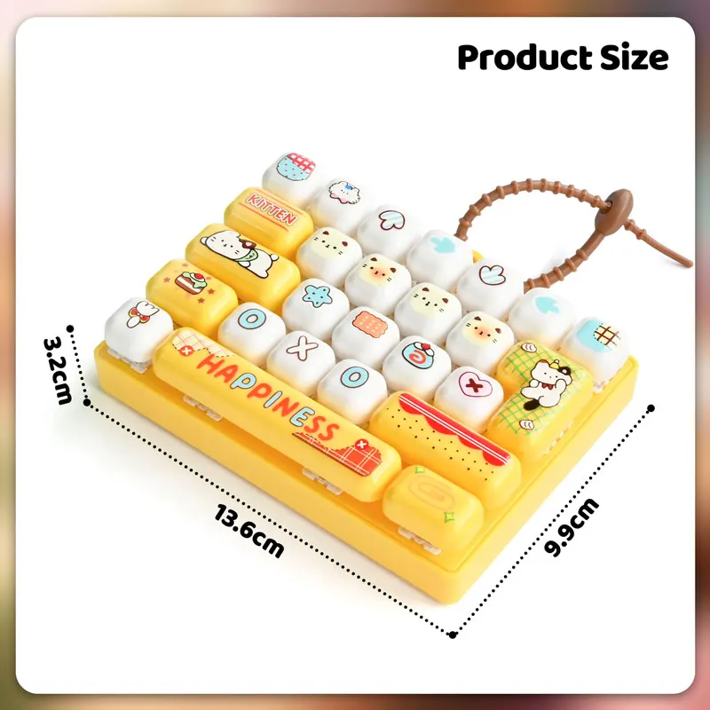 Cute Mini Keyboard Fidget Toy Keychain 26 Pressable Buttons Sensory Stress Relief Bag Charm Clicker Keyring for Party Favor Gift view 6