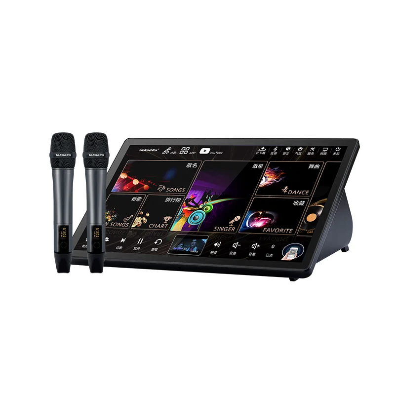 

Entertainment Karaoke Machine 5in1 Hot Sale System KTV 15.6 Inch 500G Player With Wireless Microphone