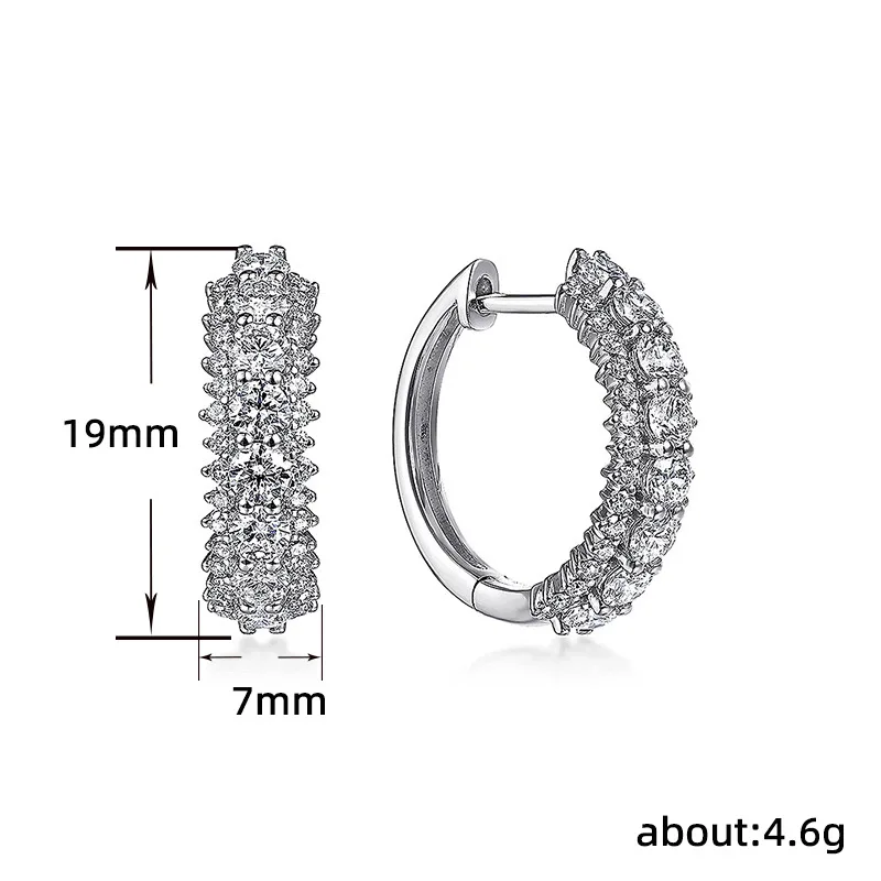 Inlaid Zircon Hoop Earrings for Women 925 Silver Needle Minimalist Simple Circle Earing Real Silver Color Korean Fashion Jewelry