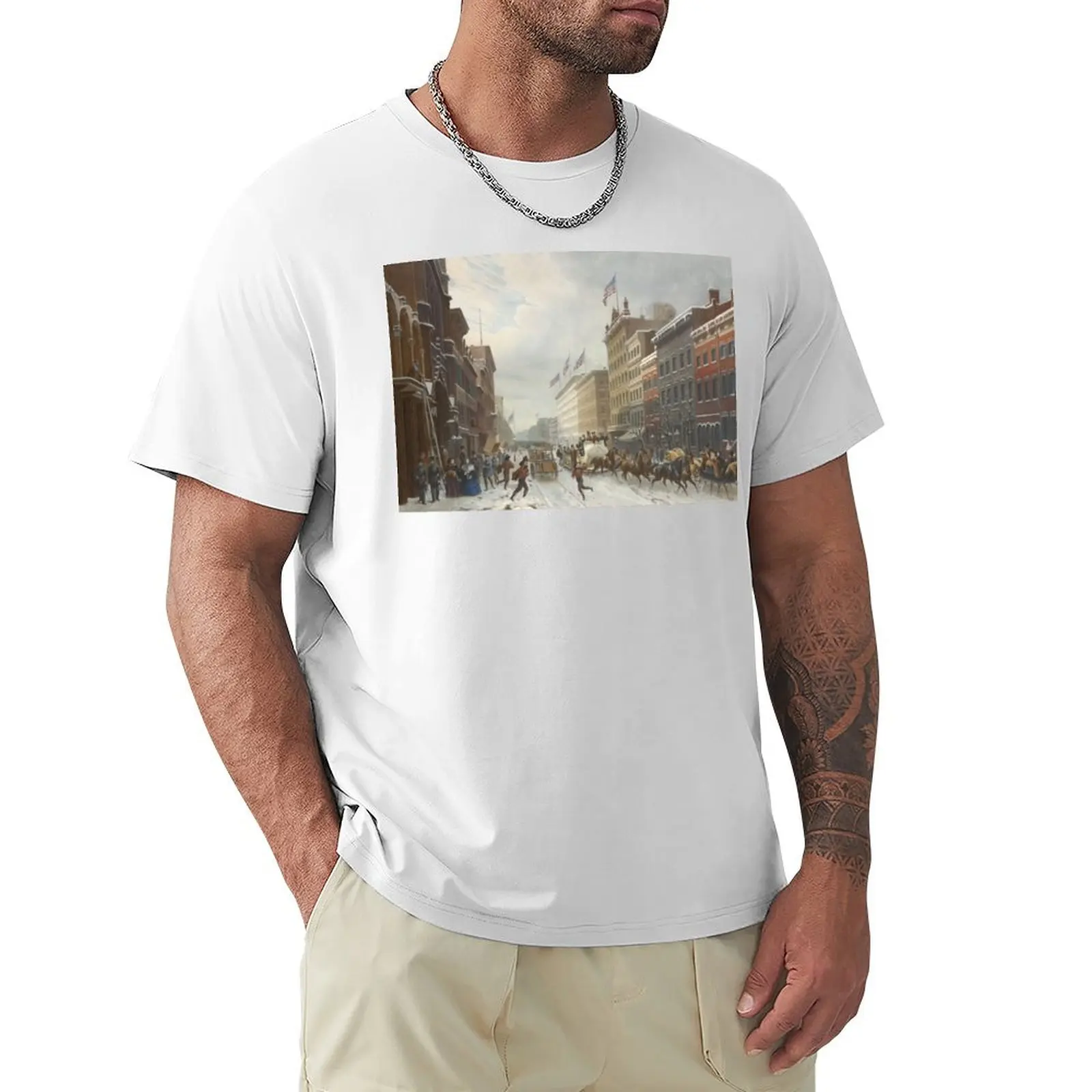 New York. Winter Scene in Broadway. T-Shirt new edition oversized plain workout shirts for men